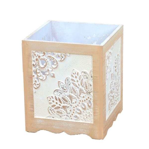 طقم صناديق خشب كلارا - خشبي وابيض