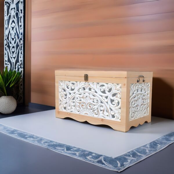 طقم صناديق خشب ماري - خشبي وابيض