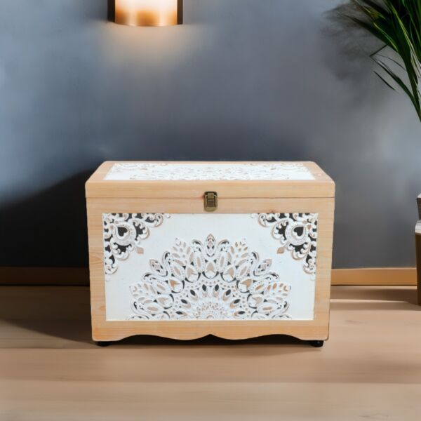 طقم صناديق خشب مارلين - خشبي وابيض