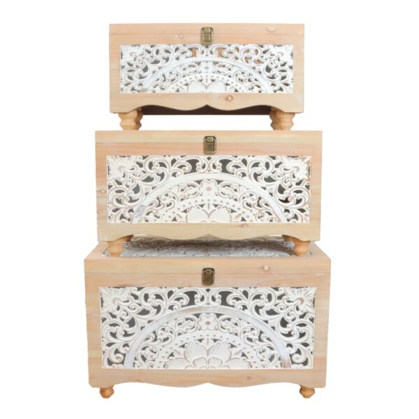 طقم صناديق خشب كريس - خشبي وابيض