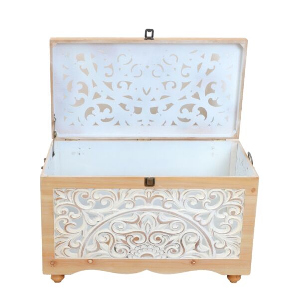 طقم صناديق خشب كارا - خشبي وابيض