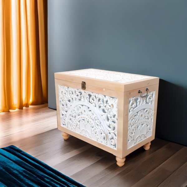 طقم صناديق خشب شاولا - بيج وابيض