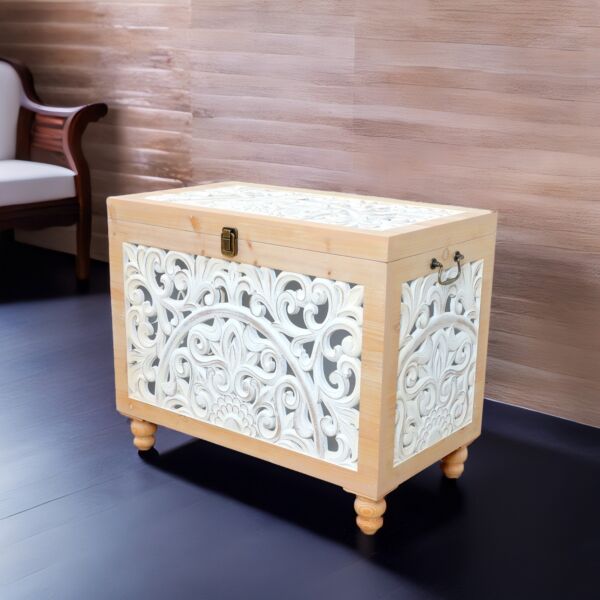 طقم صناديق خشب كينزو - بيج وابيض