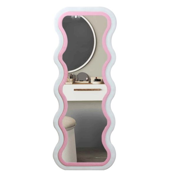 مرآة حائط لانف - ابيض ووردي