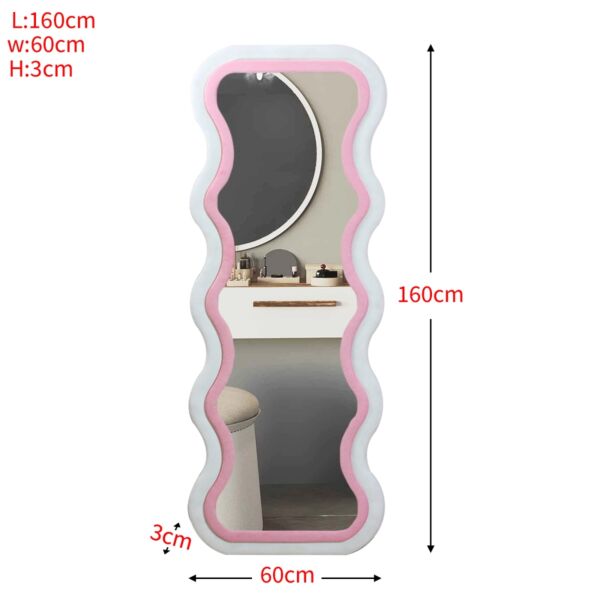 مرآة حائط لانف - ابيض ووردي