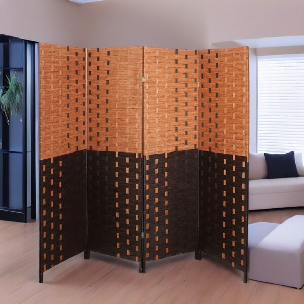 فاصل غرف بارتشن قابل للطي سيلكشن - بيج وبني غامق