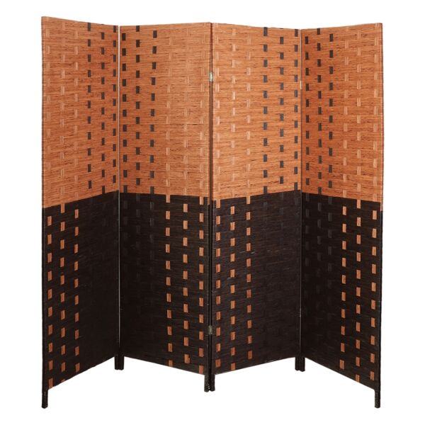 فاصل غرف بارتشن قابل للطي سيلكشن - بيج وبني غامق