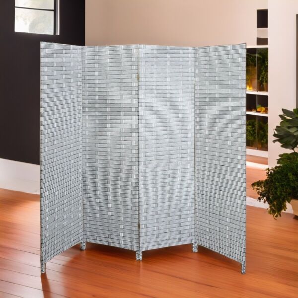 فاصل غرف بارتشن قابل للطي كورنر - رمادي وابيض