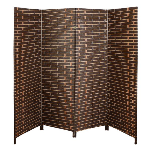 فاصل غرف بارتشن قابل للطي دراك - بني غامق وبيج