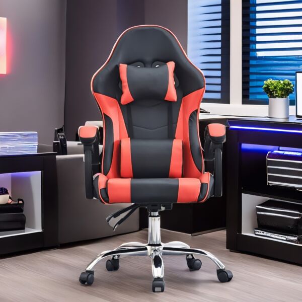 كرسي ألعاب ريدي قابل للتعديل - اسود واحمر