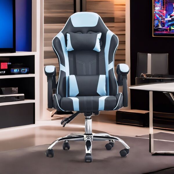 كرسي ألعاب سكاي قابل للتعديل - اسود وسماوي