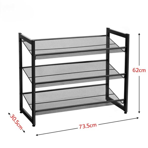 منظم أحذية حديد شبك 3 أدوار - أسود