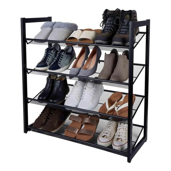 منظم أحذية حديد شبك 4 أدوار - أسود