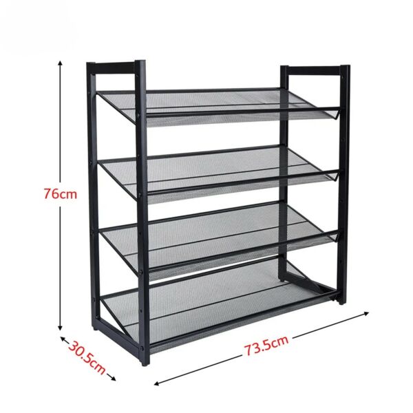 منظم أحذية حديد شبك 4 أدوار - أسود