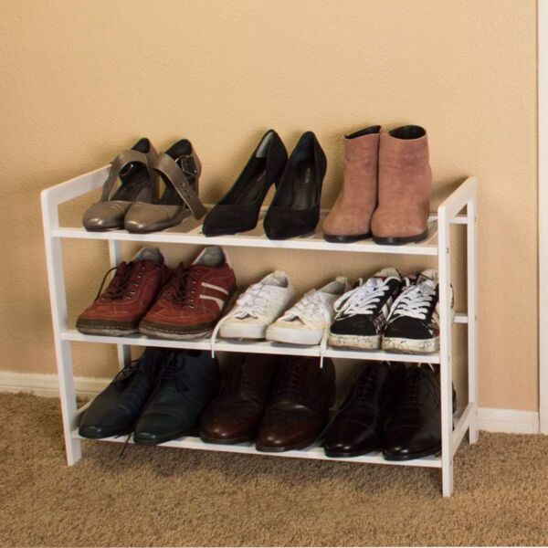 منظم أحذية حديد 3 أدوار حديد كايلا - أبيض