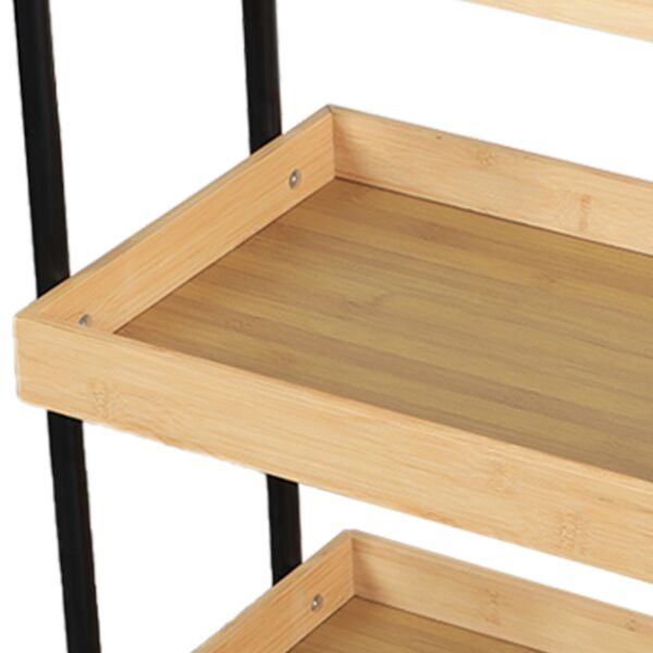 عربة خدمة بعجلات متحركة ريفر - خشبي وأسود