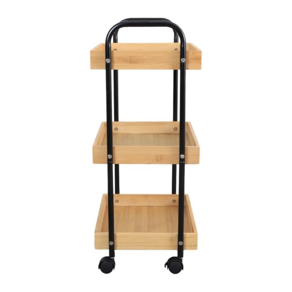 عربة خدمة بعجلات متحركة كيندر - خشبي وأسود