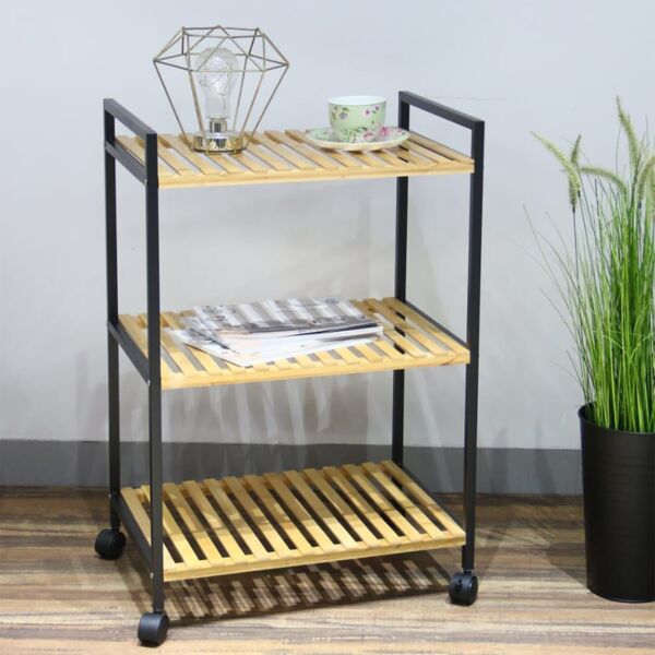 وحدة تنظيم 3 أدوار خشب وحديد اريا - خشبي وأسود