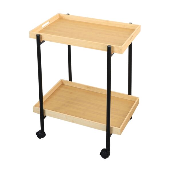 عربة خدمة دورين متحركة خشب وحديد ليلاس - خشبي وأسود