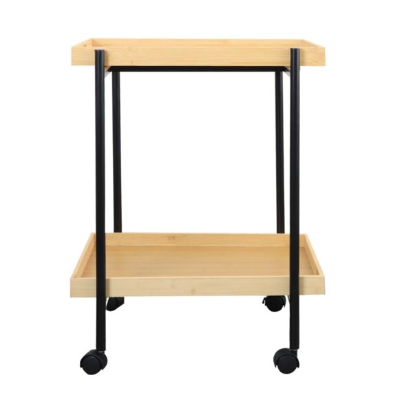 عربة خدمة دورين متحركة خشب وحديد ليلاس - خشبي وأسود