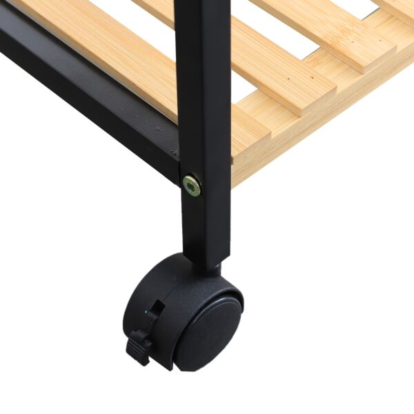 عربة خدمة بعجلات متحركة ريما - خشبي وأسود