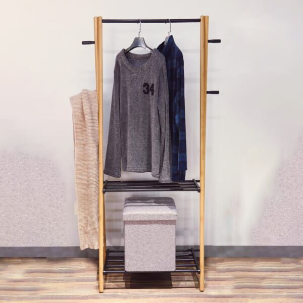 علاقة ملابس خشب وحديد برفين جيلاي - خشبي وأسود