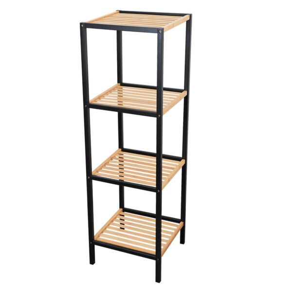 وحدة تنظيم مربع 4 أدوارخشب وحديد روي - خشبي وأسود