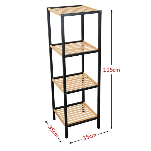 وحدة تنظيم مربع 4 أدوارخشب وحديد روي - خشبي وأسود