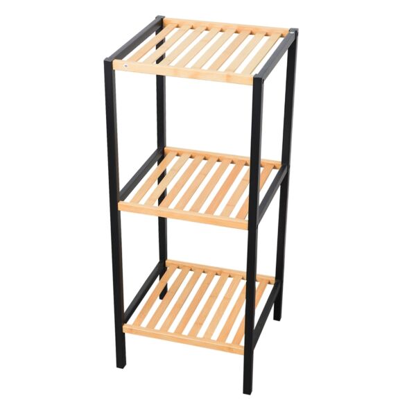 وحدة تنظيم مربع 3 أدوار خشب وحديد روي - خشبي وأسود