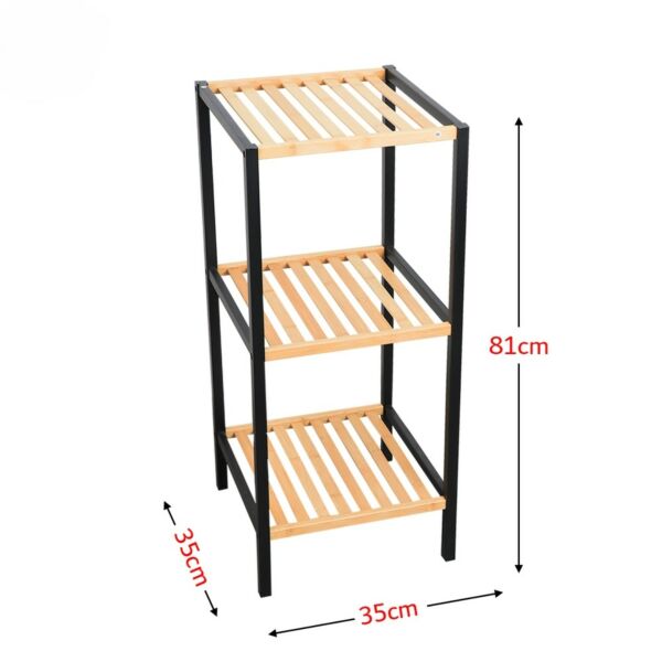 وحدة تنظيم مربع 3 أدوار خشب وحديد روي - خشبي وأسود
