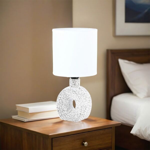 أبجورة طاولة موردن كهربائية سيراميك رينو - ابيض