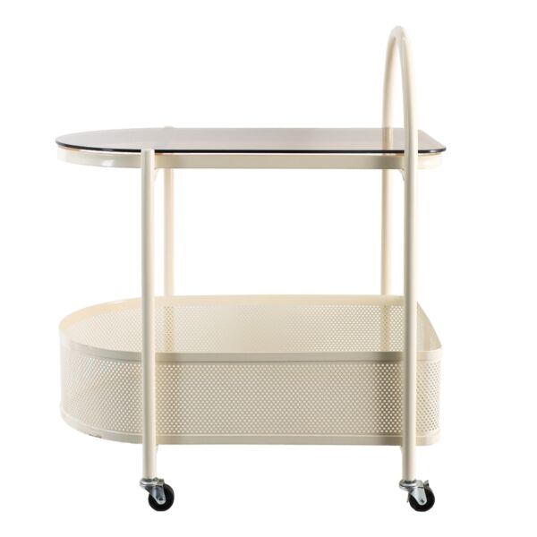 عربة خدمة متحركة دورين سطح زجاجي كليندا - بيج