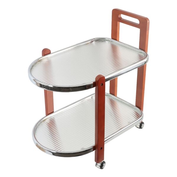 عربة خدمة متحركة دورين سطح زجاجي رويال - بني وفضي