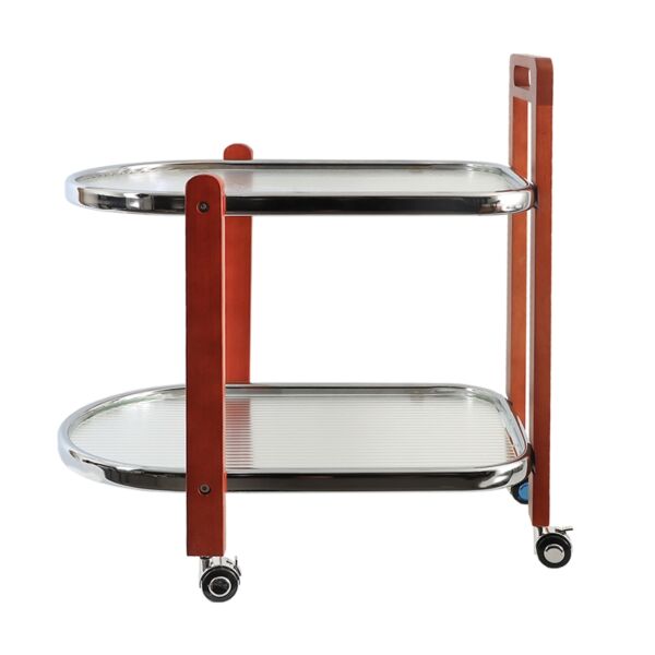 عربة خدمة متحركة دورين سطح زجاجي رويال - بني وفضي