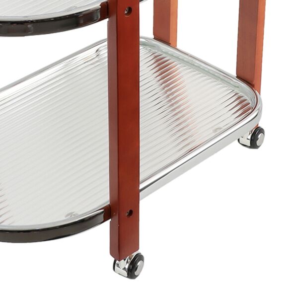 عربة خدمة متحركة دورين سطح زجاجي رويال - بني وفضي