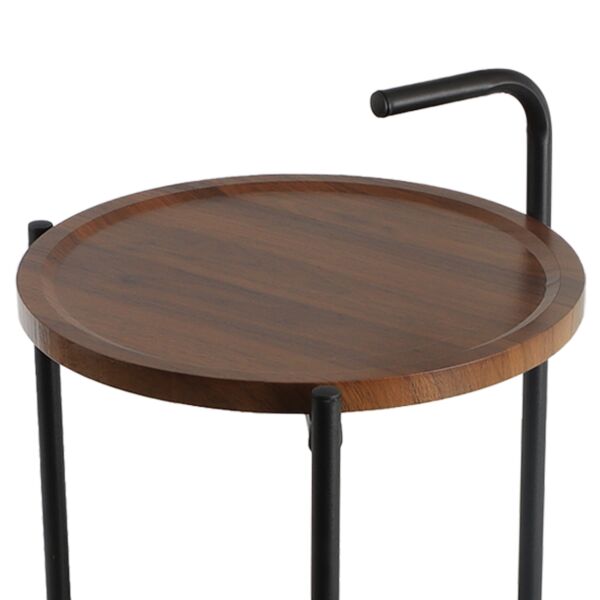 عربة خدمة متحركة دورين بيد دائرية - بني واسود