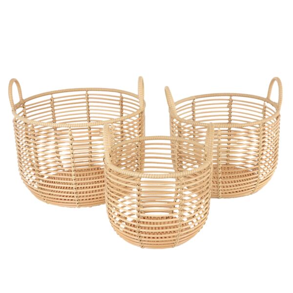 طقم سلال تخزين ملابس راتان 3 قطع روبن - بيج