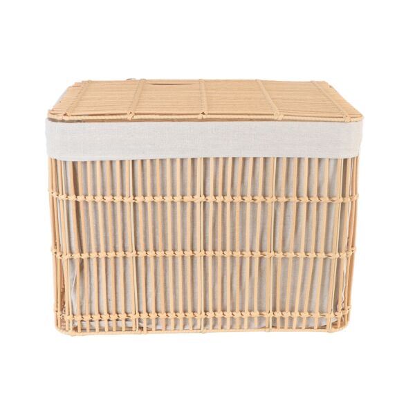 طقم سلال تخزين وتنظيم راتان 3 قطع مستطيلة بغطاء بيتا - بيج