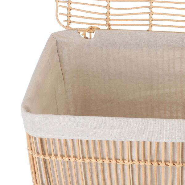 طقم سلال تخزين وتنظيم راتان 3 قطع مستطيلة بغطاء بيتا - بيج