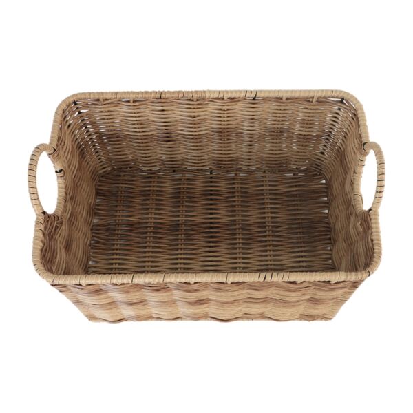 طقم سلال تخزين وتنظيم راتان 3 قطع مستطيله روي - بيج