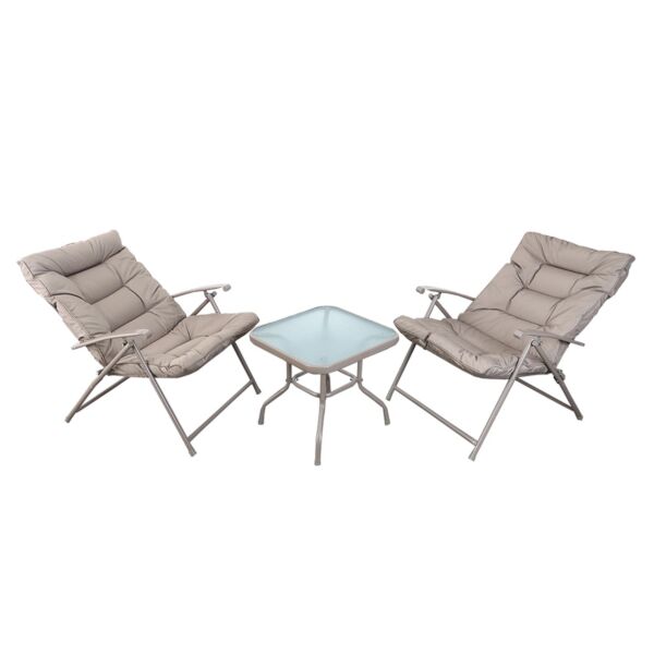 طقم جلسة خارجية قابل للطي 3 قطع جاردين - بني فاتح