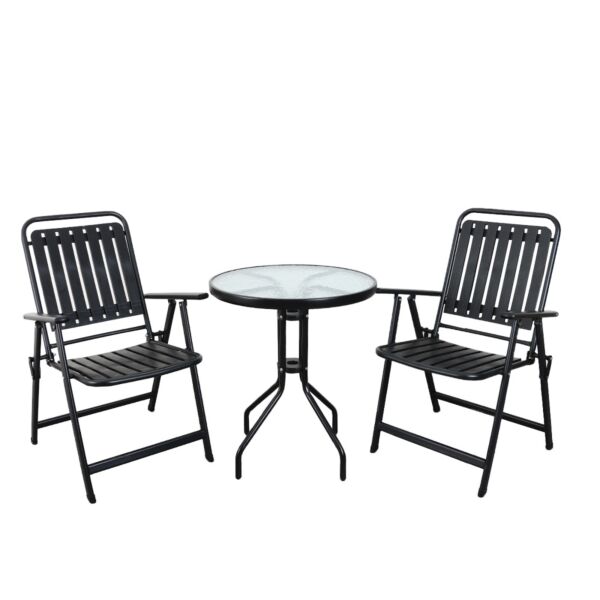 طقم جلسة خارجية قابل للطي 3 قطع سينترا - اسود