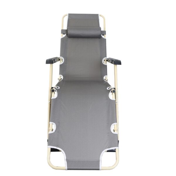 كرسي جلسة خارجية بمسند للرأس قابل للطي - رمادي