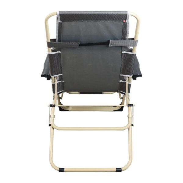 كرسي جلسة خارجية بمسند للرأس قابل للطي - رمادي