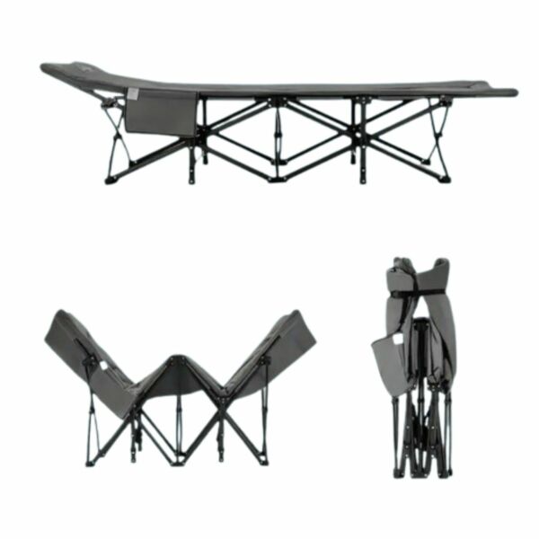 سرير رحلات وتخييم قابل للطي والتعديل - رمادي غامق