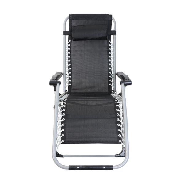 كرسي جلسة خارجية بمسند للرأس قابل للطي - اسود