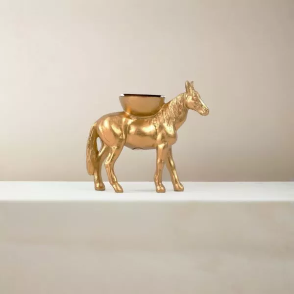 مبخرة من البولي شكل مجسم حصان ذهبي