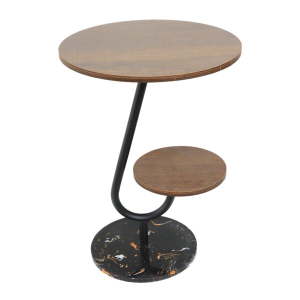 طاولة جانبية بقاعدة رخام لاريكا - بني وأسود