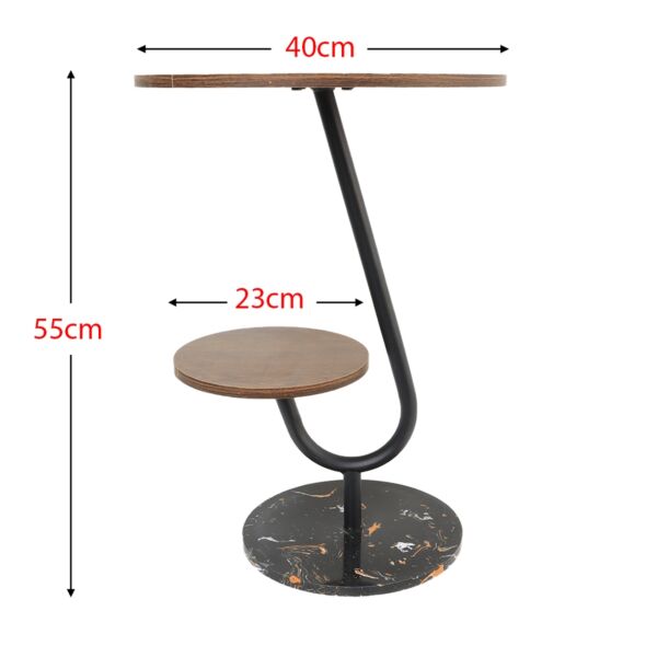 طاولة جانبية بقاعدة رخام لاريكا - بني وأسود