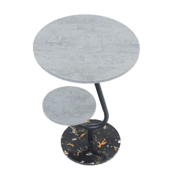 طاولة جانبية بقاعدة رخام لاريكا - رمادي وأسود رخامي